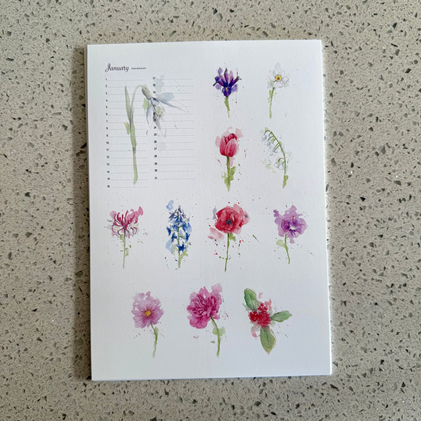 Perpetual Calendar Mini - V1 Birth Month Flowers