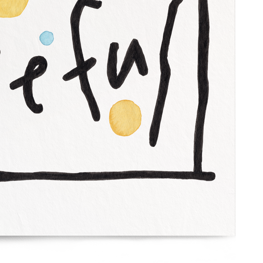 Motivational poster with 'Be Useful' text and colorful dots on a white background