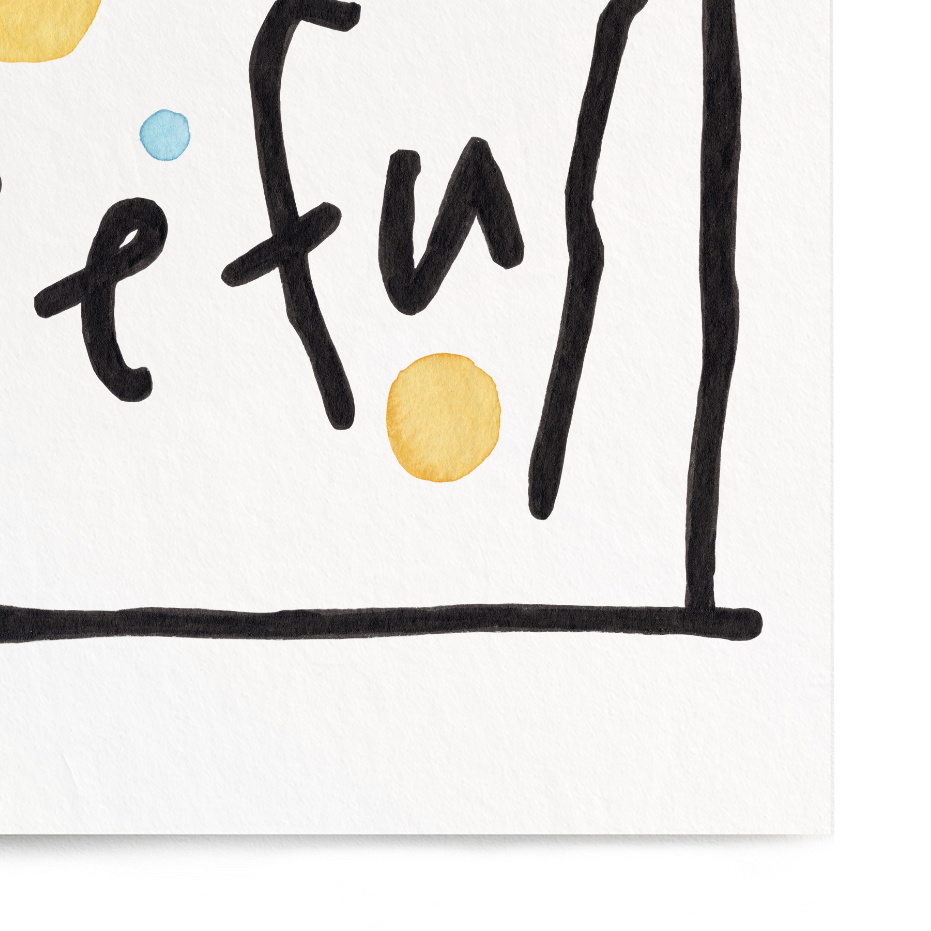 Motivational poster with 'Be Useful' text and colorful dots on a white background