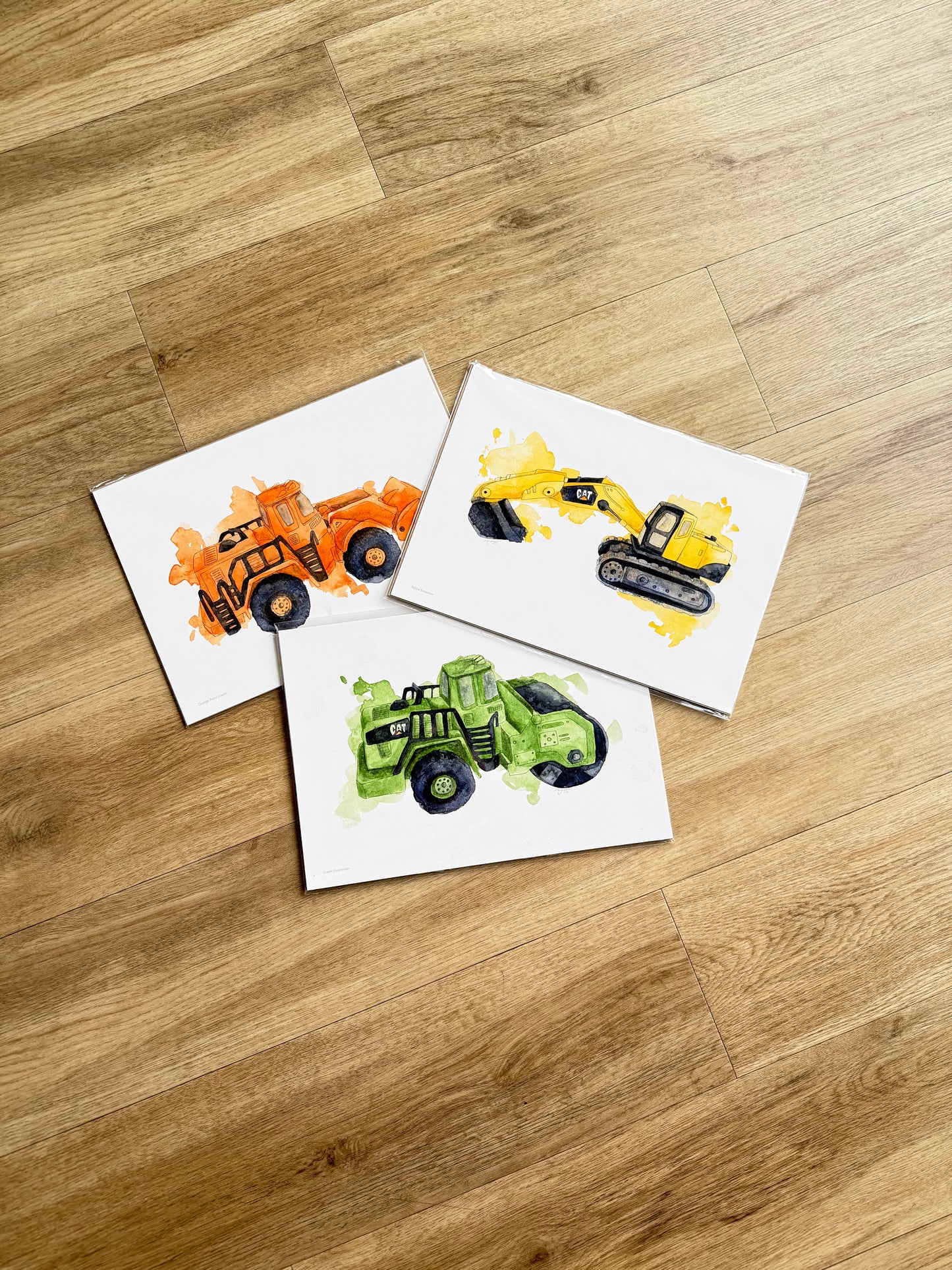 Construction Vehicles 3 Pack Prints A4