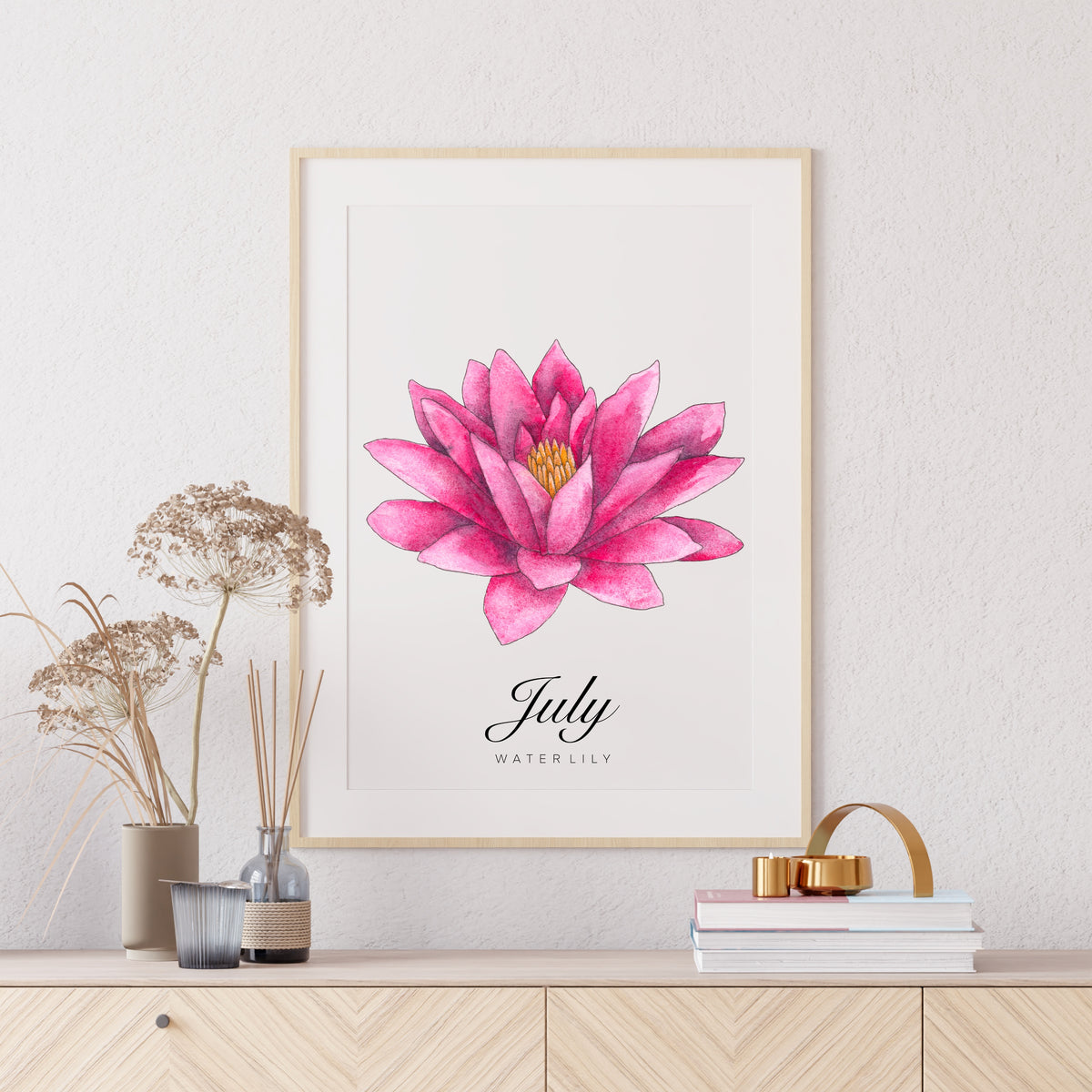 July Birth Month Flower Print