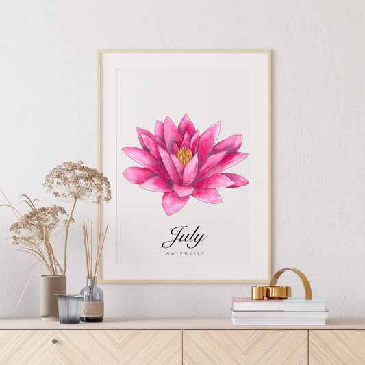 July Birth Month Flower Print