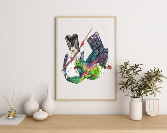 Native Pair Kererū Print
