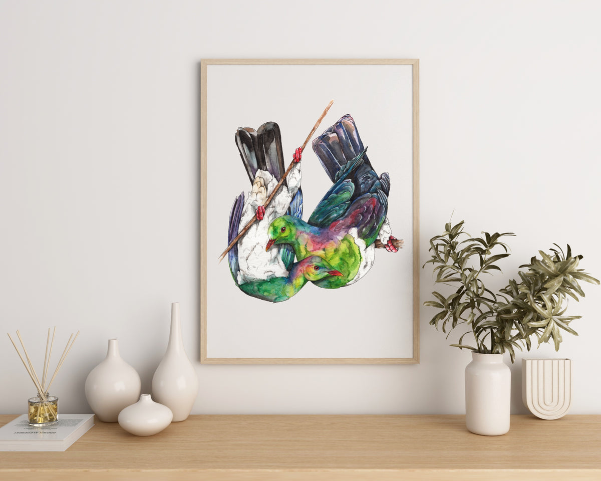 Native Pair Kererū Print