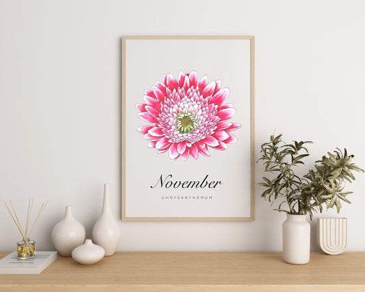 November Birth Month Flower Print