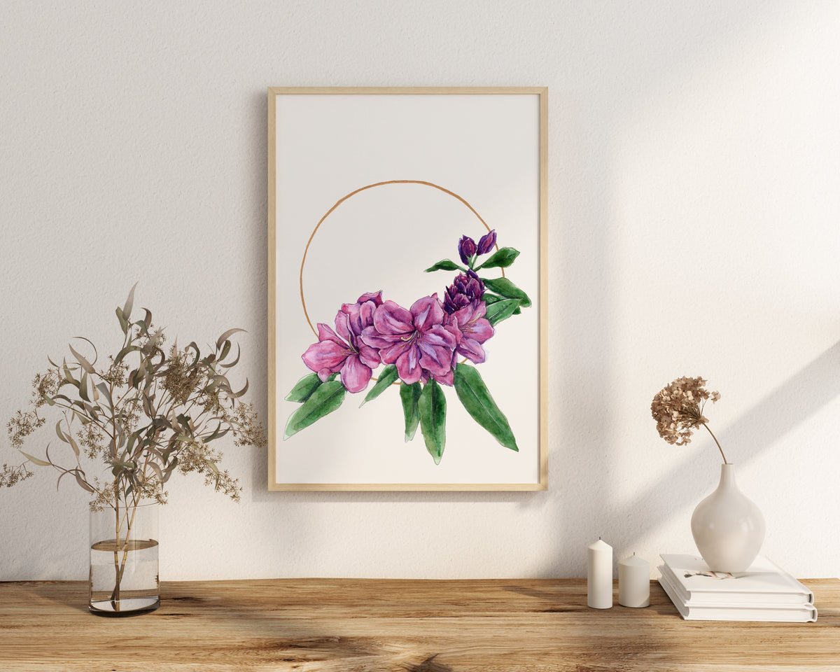 Rhododendron Wreath Print
