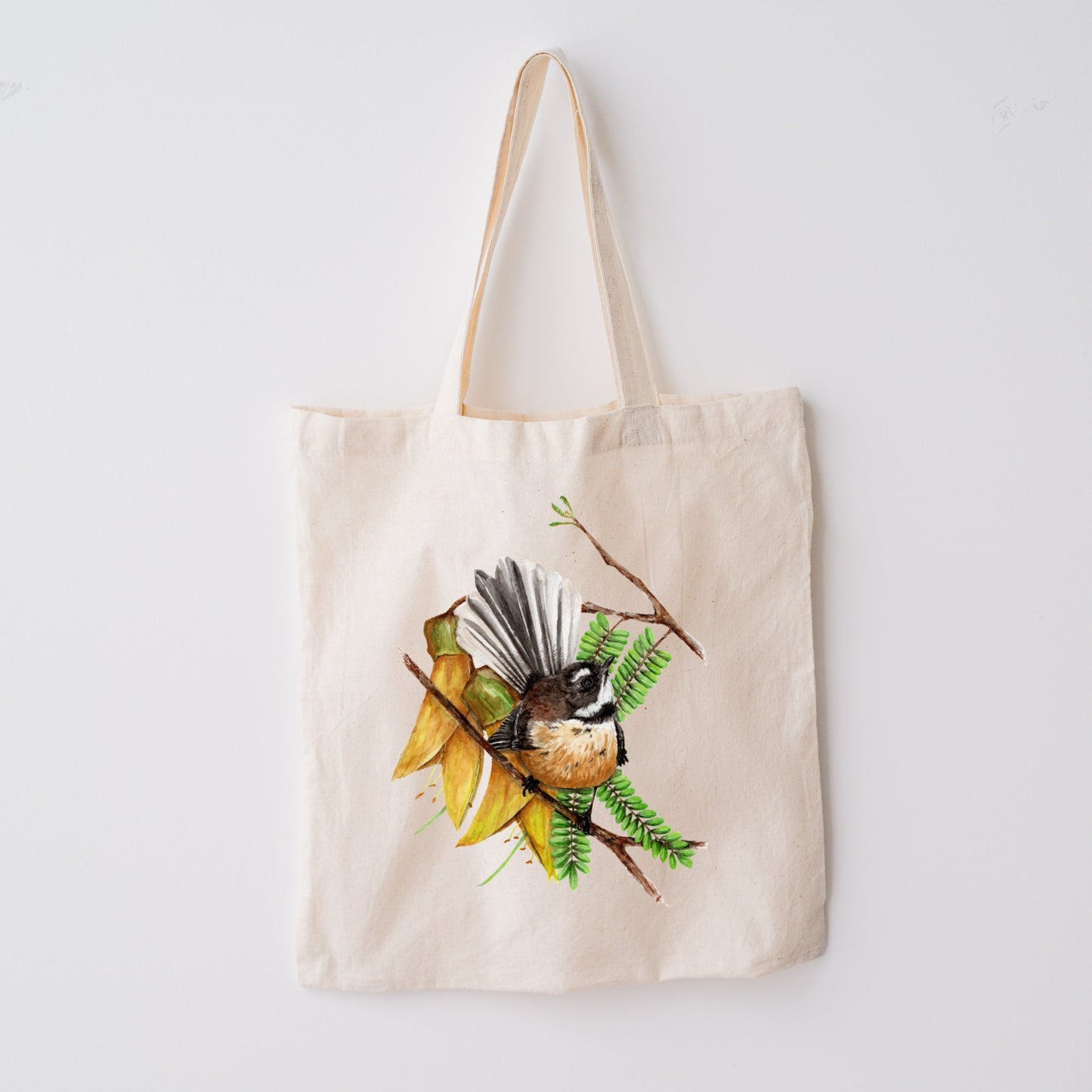 Pīwakawaka & Kōwhai Premium Tote Bag