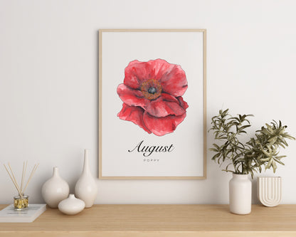 August Birth Month Flower Print