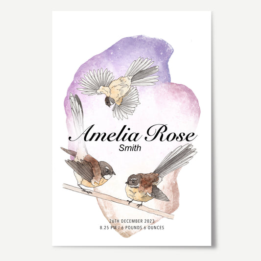 Pīwakawaka Birth Details Print