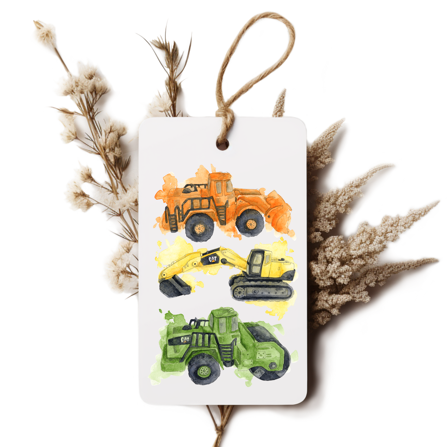 "Construction Vehicles" Gift Tag
