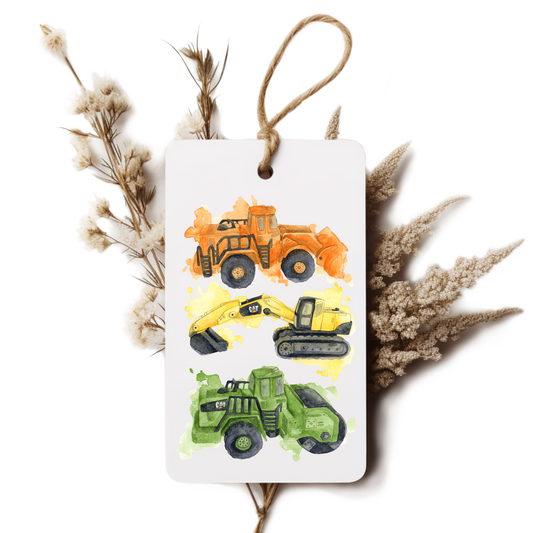 "Construction Vehicles" Gift Tag