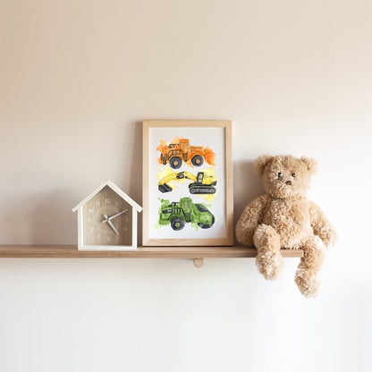 Construction Vehicles Print