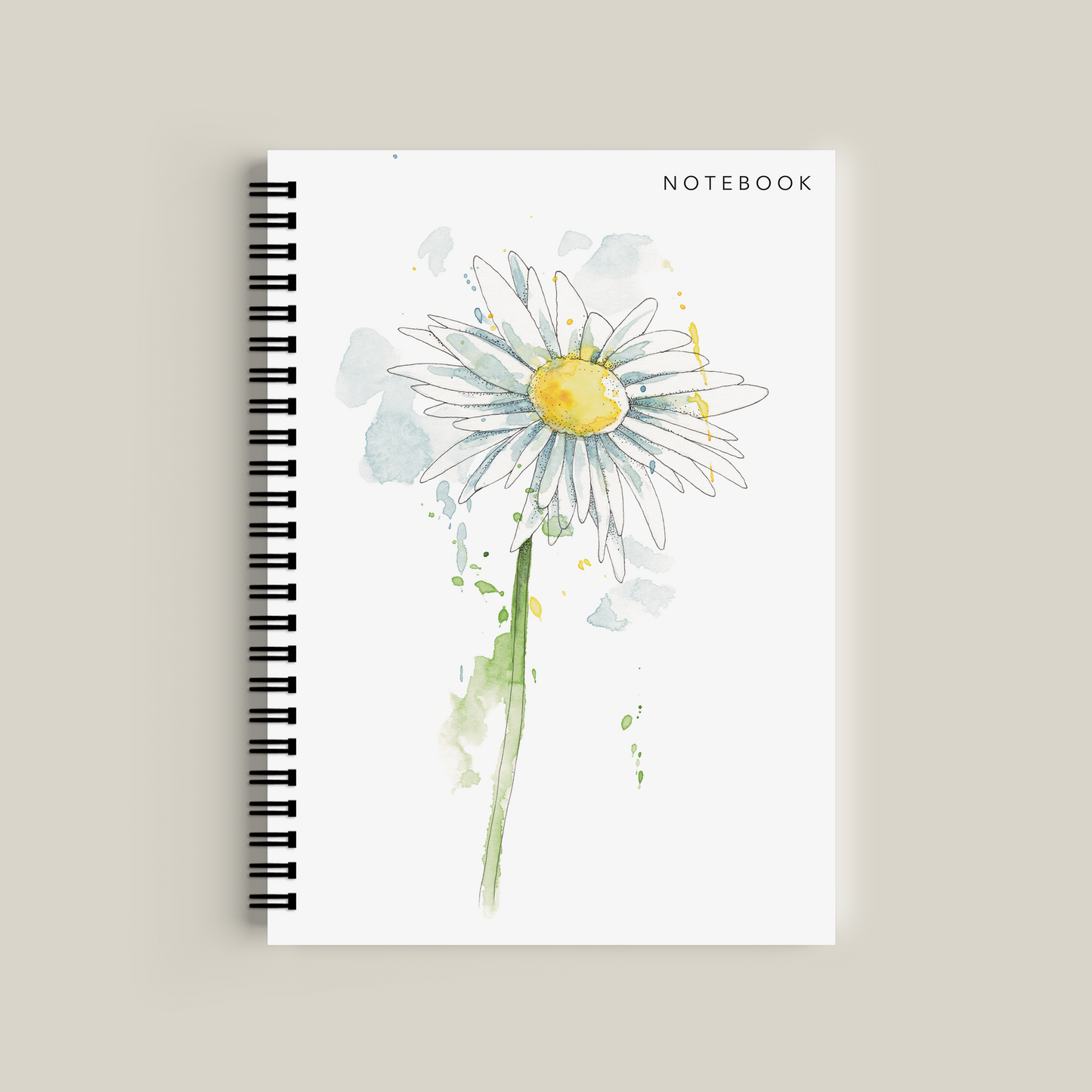 Notebook with a daisy design on a beige background