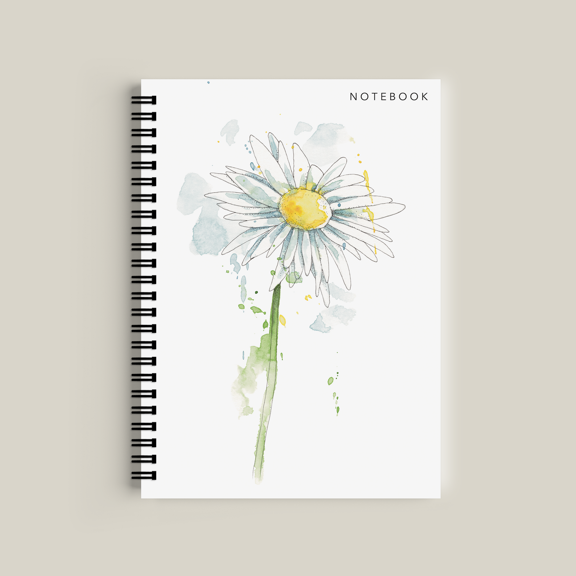 Notebook with a daisy design on a beige background