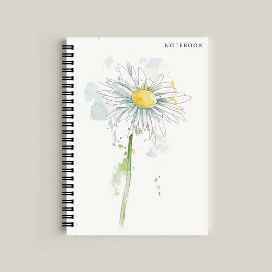 Notebook with a daisy design on a beige background