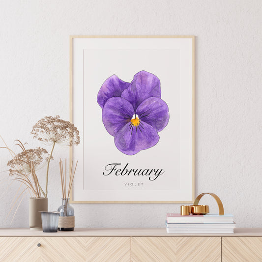 February Birth Month Flower Print
