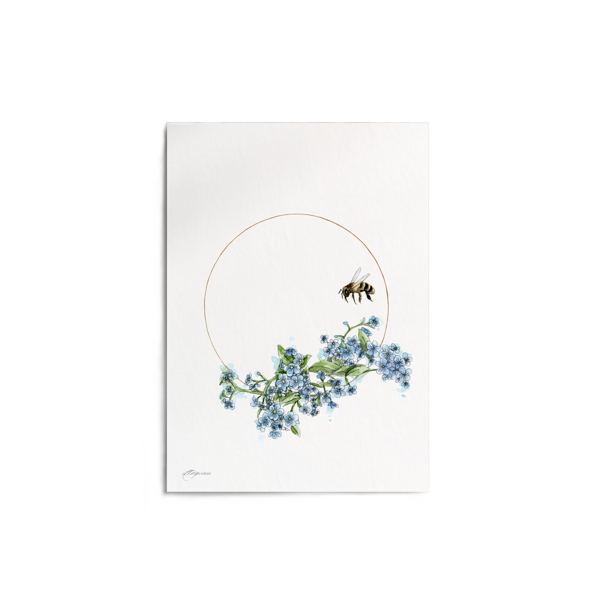 "Forget-me-not & Bee" Print