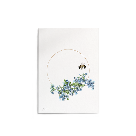 "Forget-me-not & Bee" Print