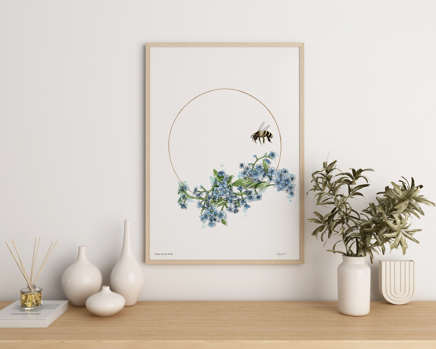 "Forget-me-not & Bee" Print