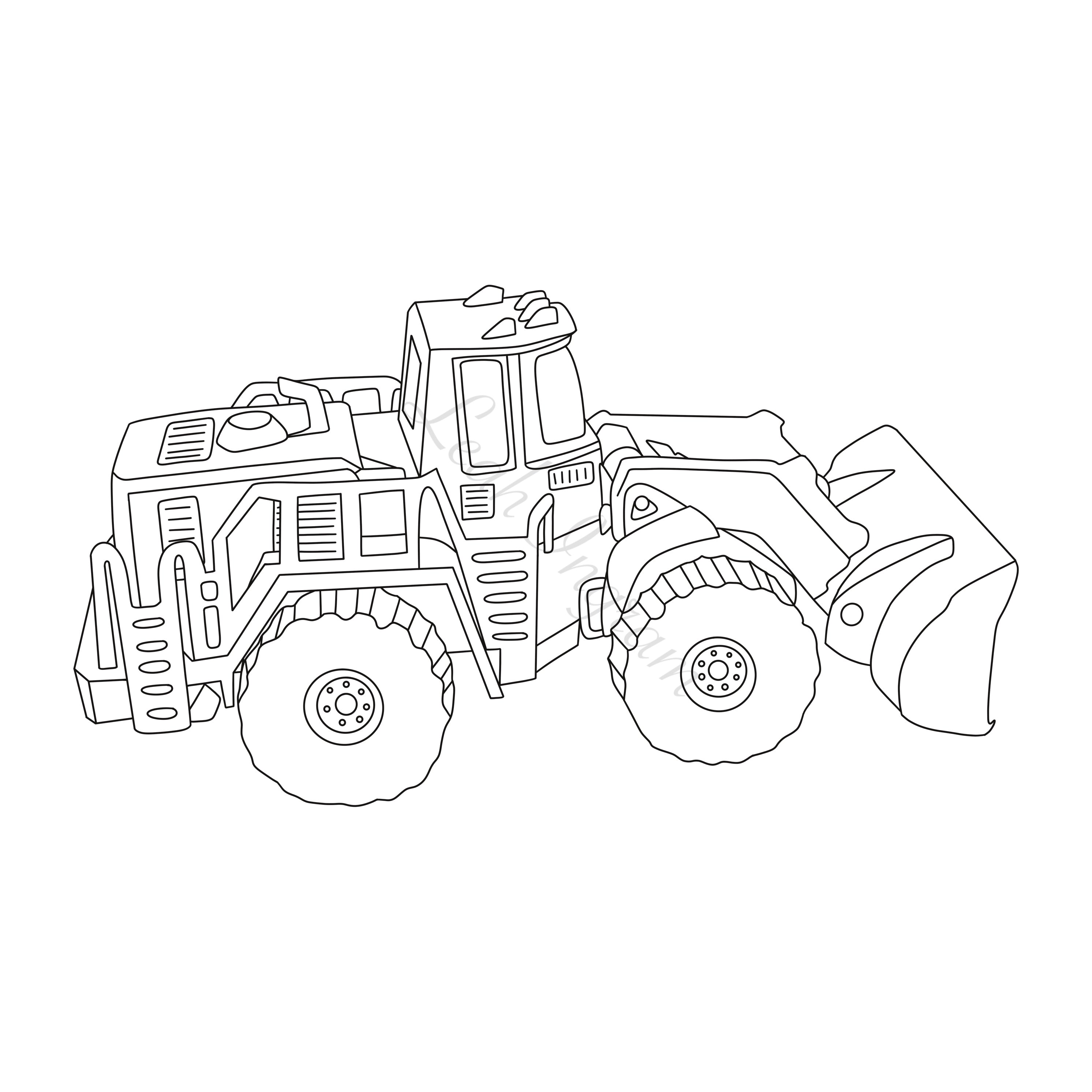 Loader Colouring Front Loader Colour Page – Fantailed Illustrations