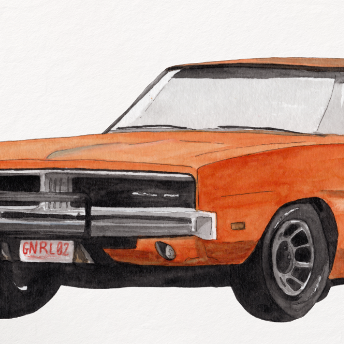 Orange car with number 01 on a white background