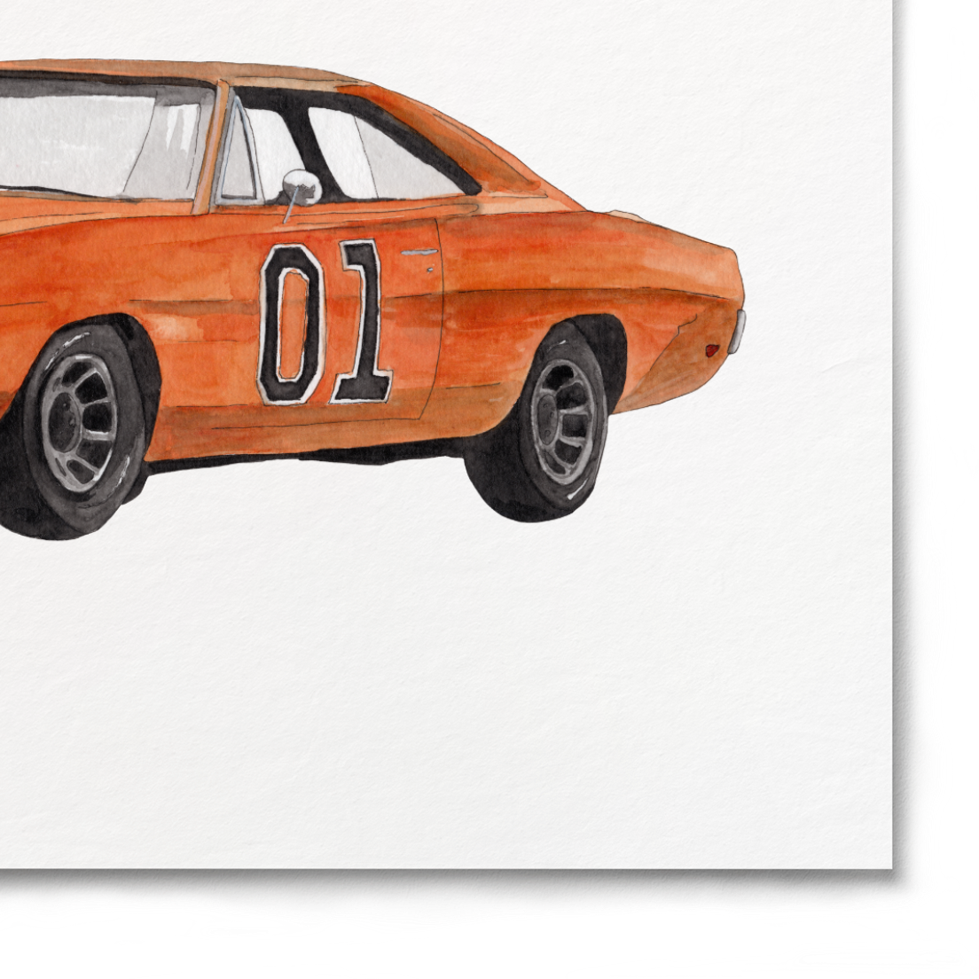 Orange car with number 01 on a white background
