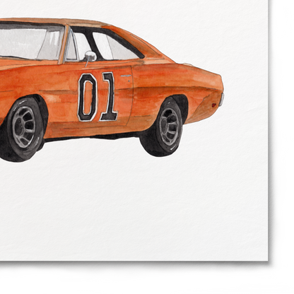 Orange car with number 01 on a white background