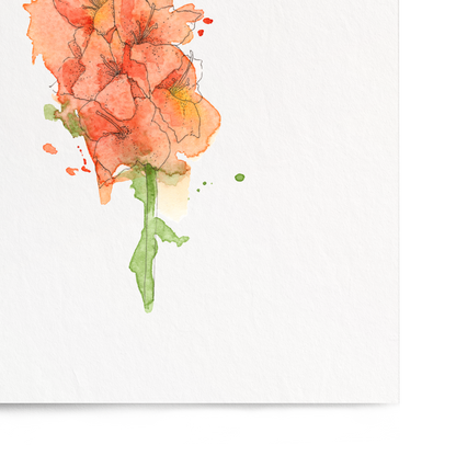 Floral artwork with orange flowers on a white background