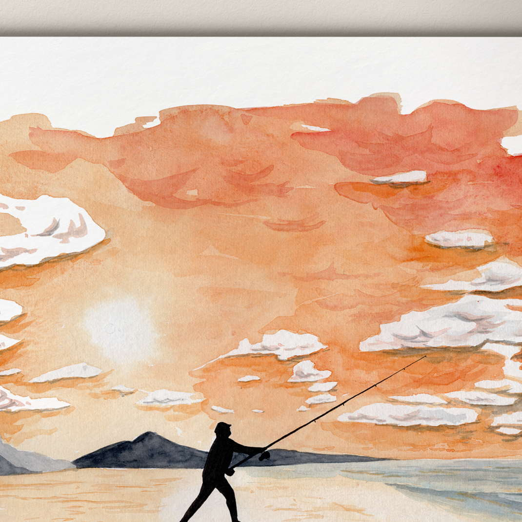 Abstract wall art with orange, red, and beige colors on a white background