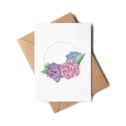 Greeting card with floral design on a white background