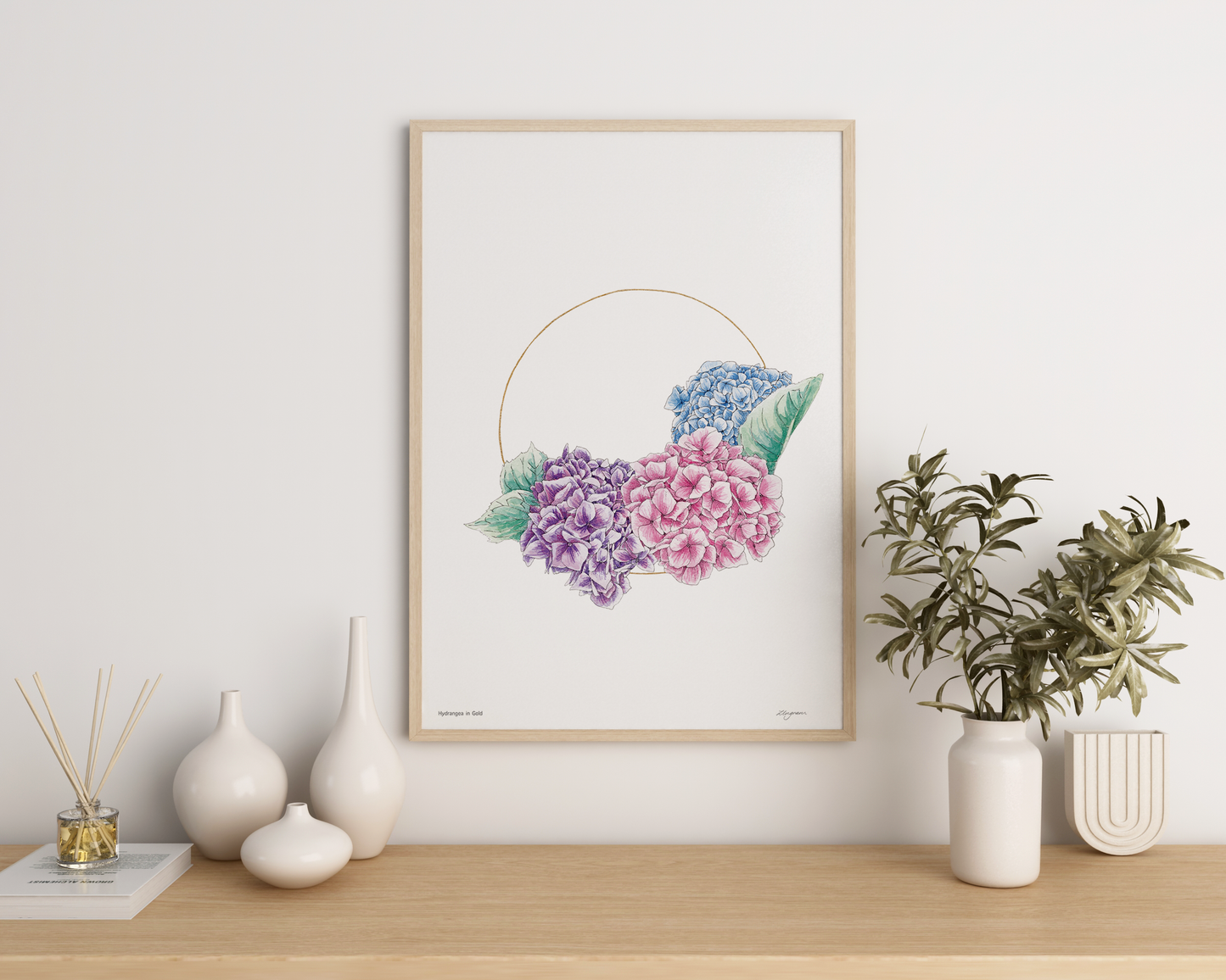 "Hydrangea in Gold" Print