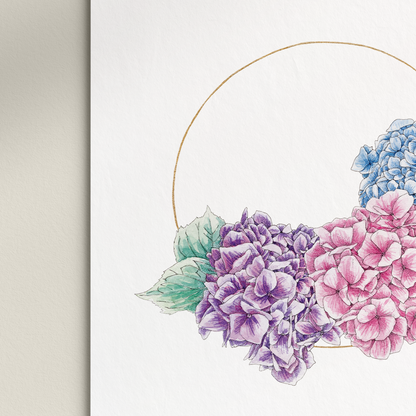 "Hydrangea in Gold" Print