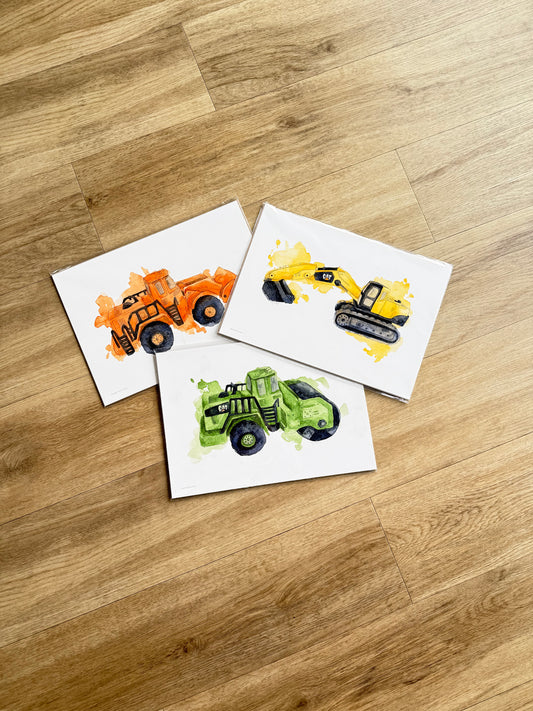 Construction Vehicles 3 Pack Prints A4