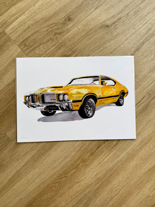 Yellow Car Print A3