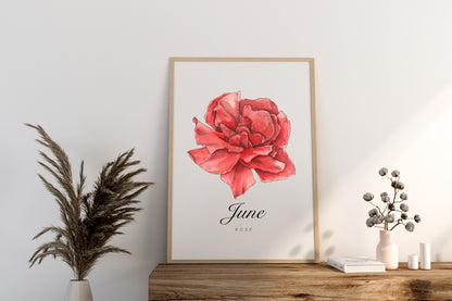 June Birth Month Flower Print