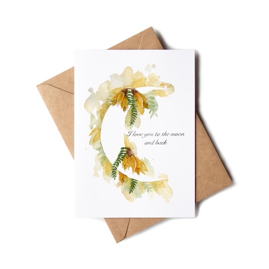 "Kōwhai Love Moon" Greeting Card