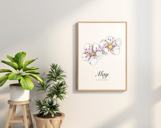 May Birth Month Flower Print