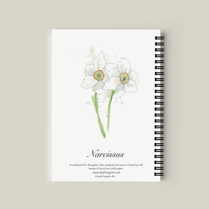 Notebook with Narcissus illustration on a beige background