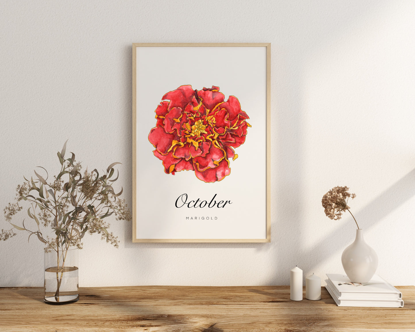 October Birth Month Flower Print