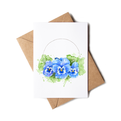"Pansy Wreath" Greeting Card