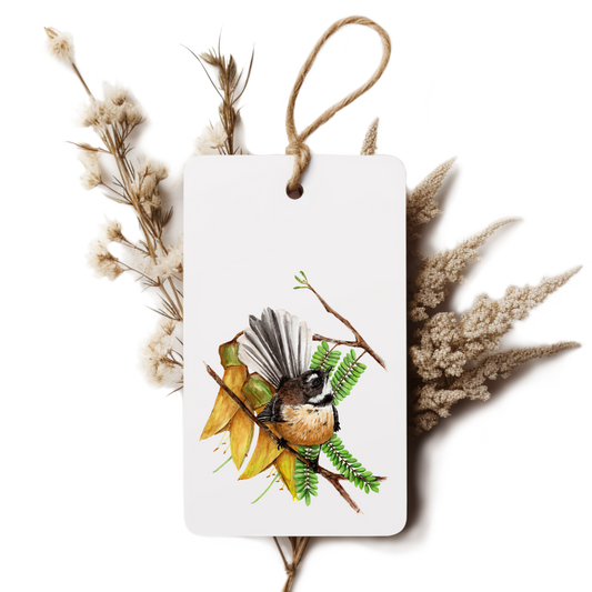 "Pīwakawaka & Kōwhai" Gift Tag