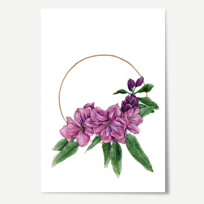 Rhododendron Wreath Print