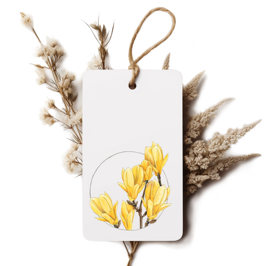 "Yellow Bird Magnolia Wreath" Gift Tag