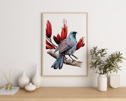 Kōkako & Harakeke Print
